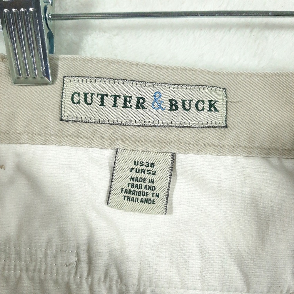 Cutter & Buck Mens Khaki Shorts 36 Double Pleated Cotton Twill Beige Tan Casual - Picture 5 of 8